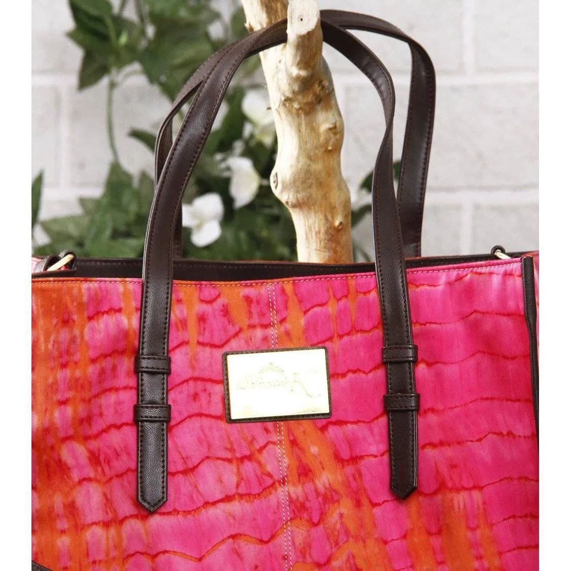 Orange & Pink Tie Dyed Cotton Tote Bag