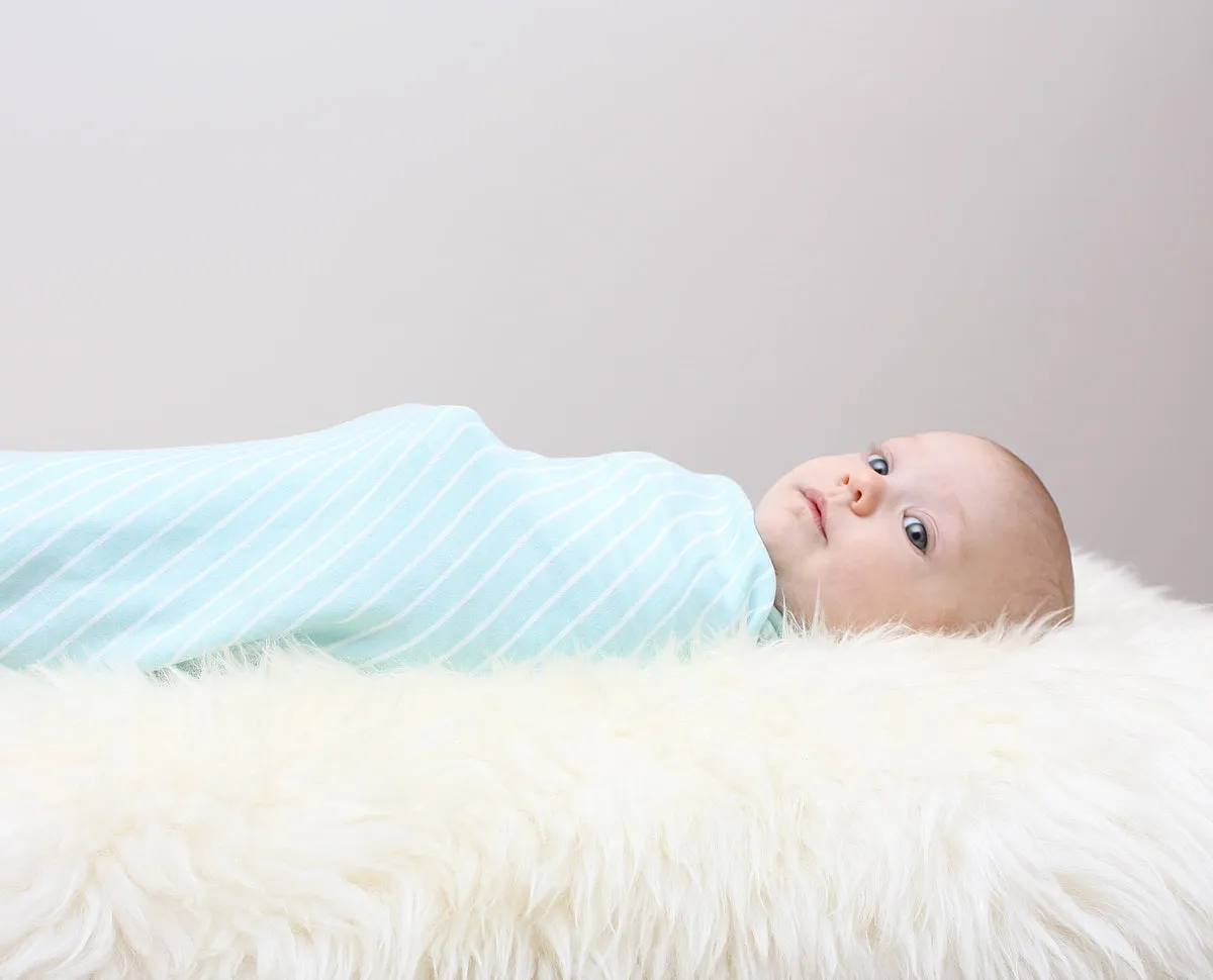 Organic Cotton Swaddler Blanket (Arctic blue/snow stripe)