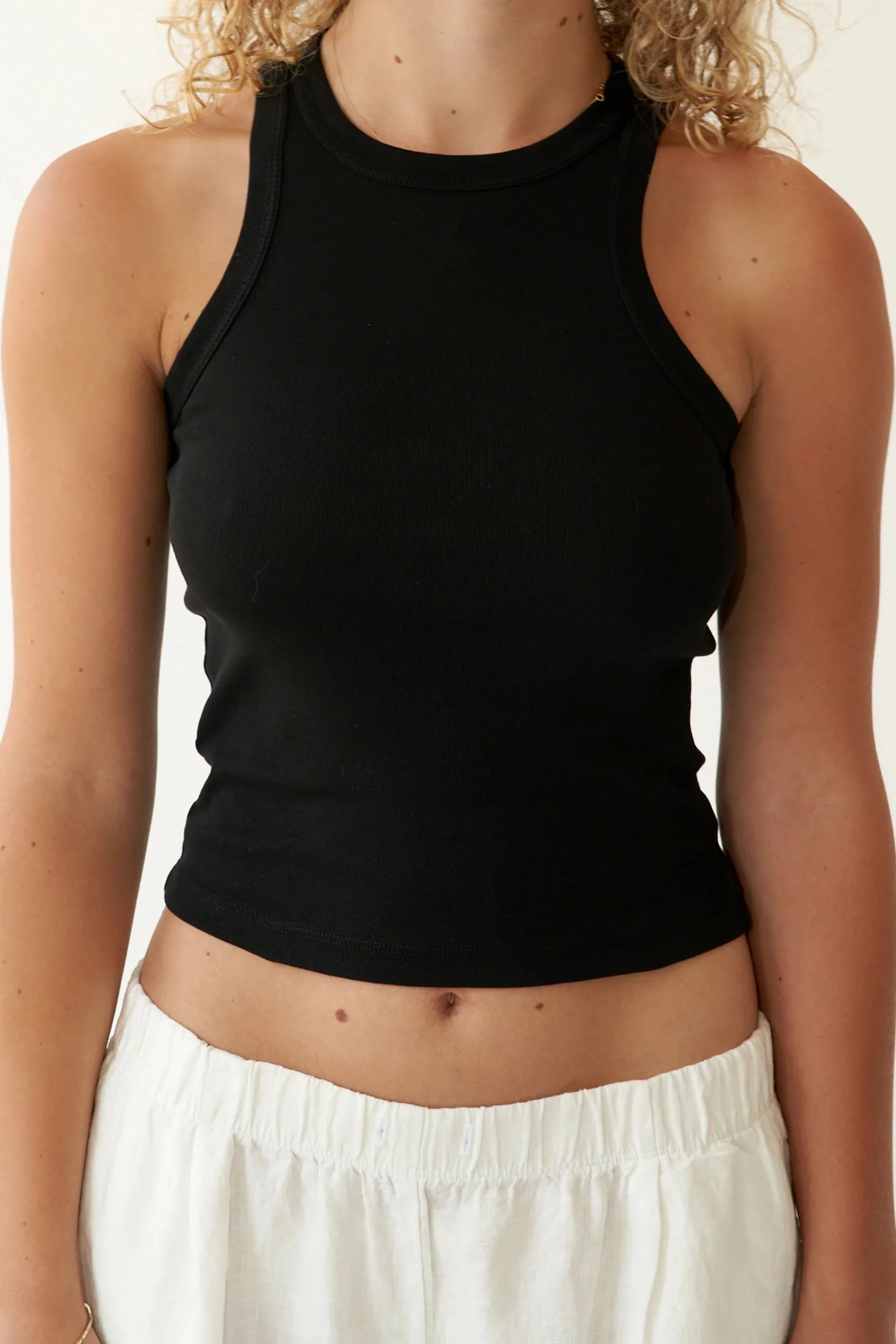 Organic High Neck Tank in Black