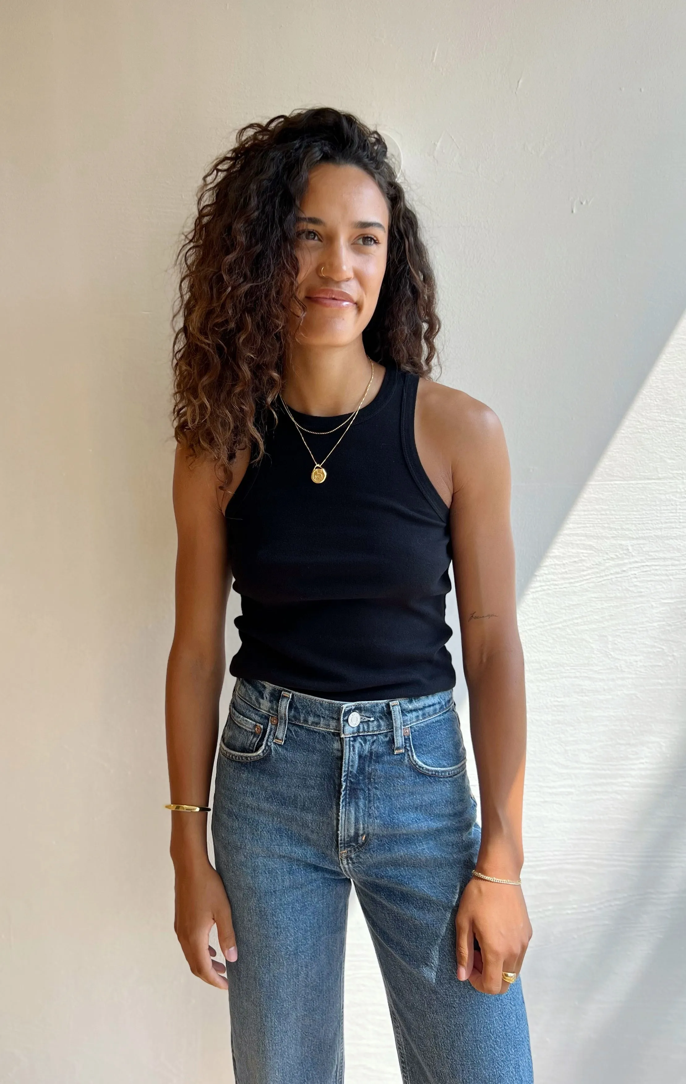 Organic High Neck Tank in Black
