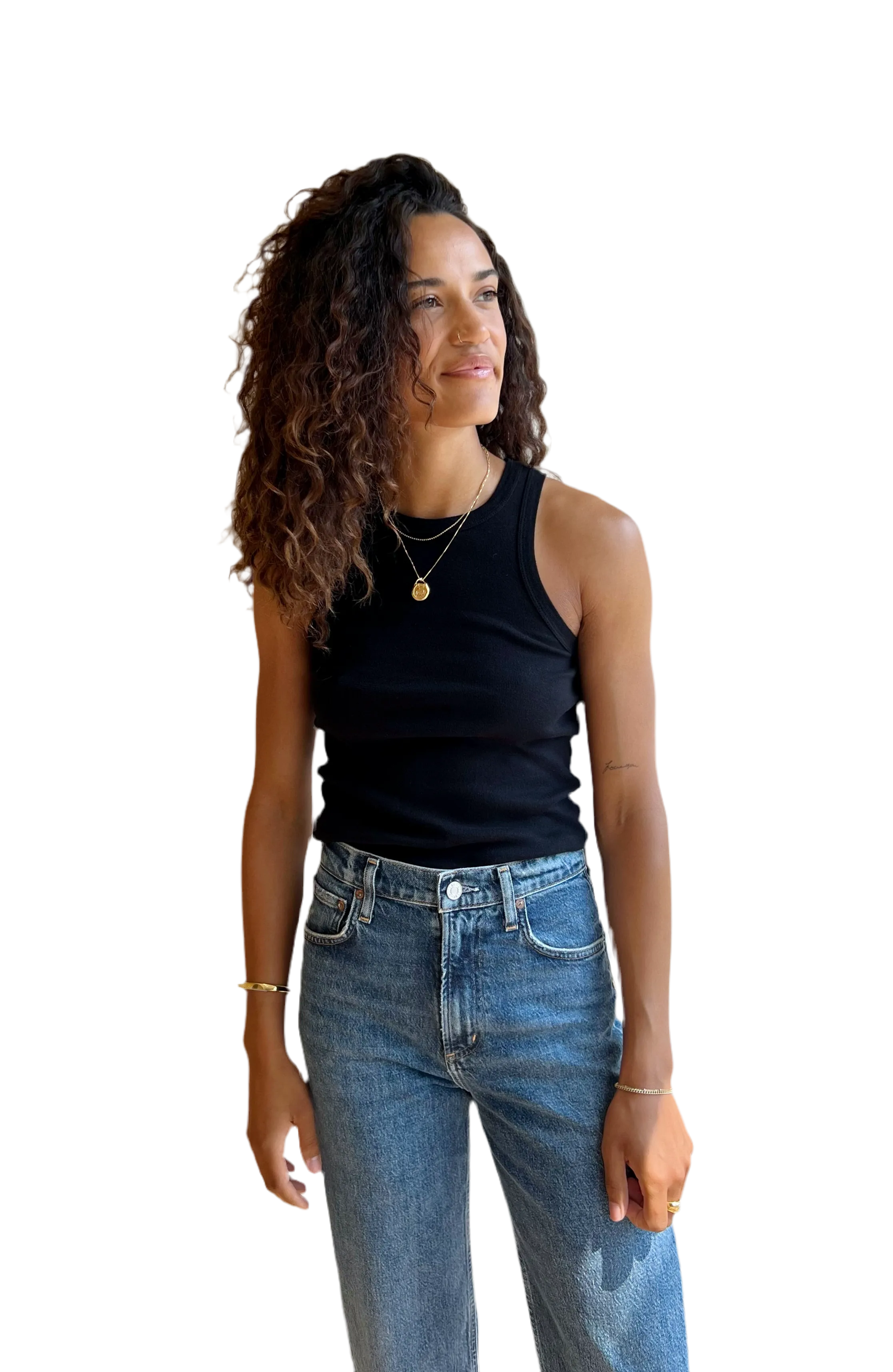 Organic High Neck Tank in Black