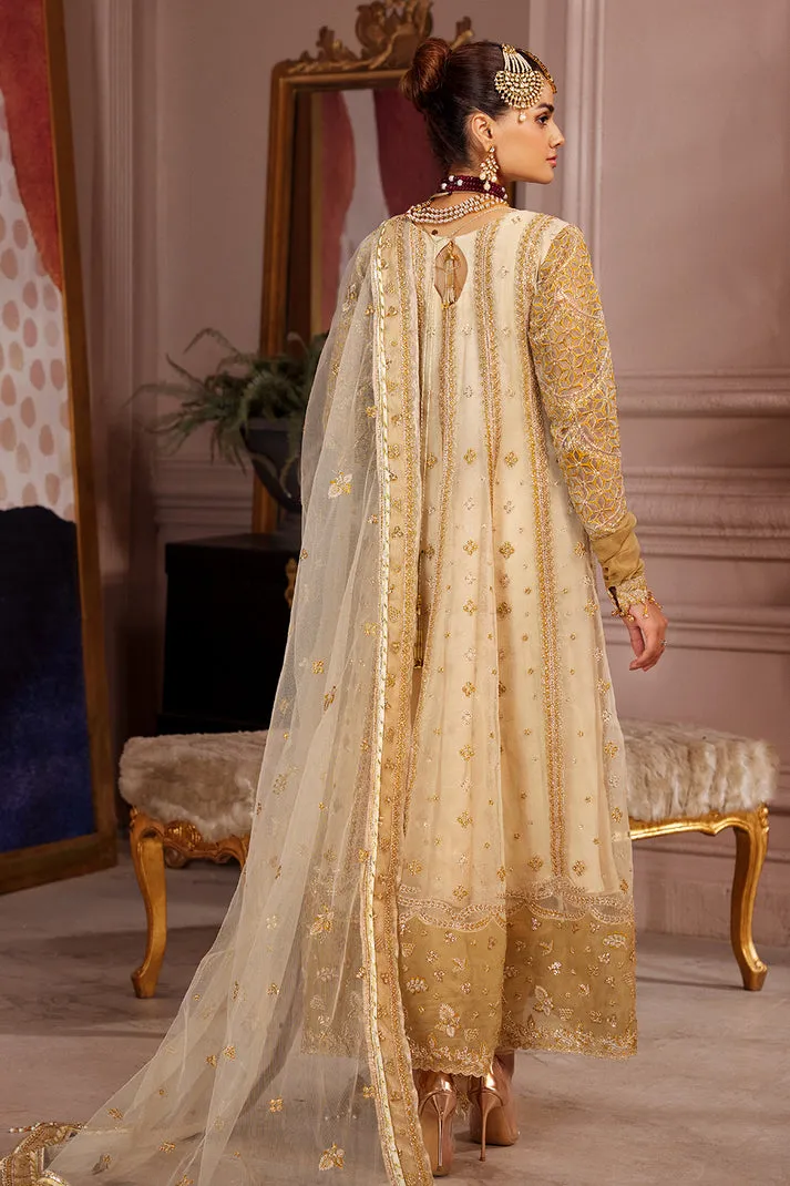 Organza Pishwas Frock Golden Pakistani Wedding Dress
