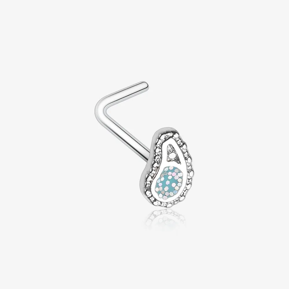 Paisley Mandala Sparkle L-Shaped Nose Ring