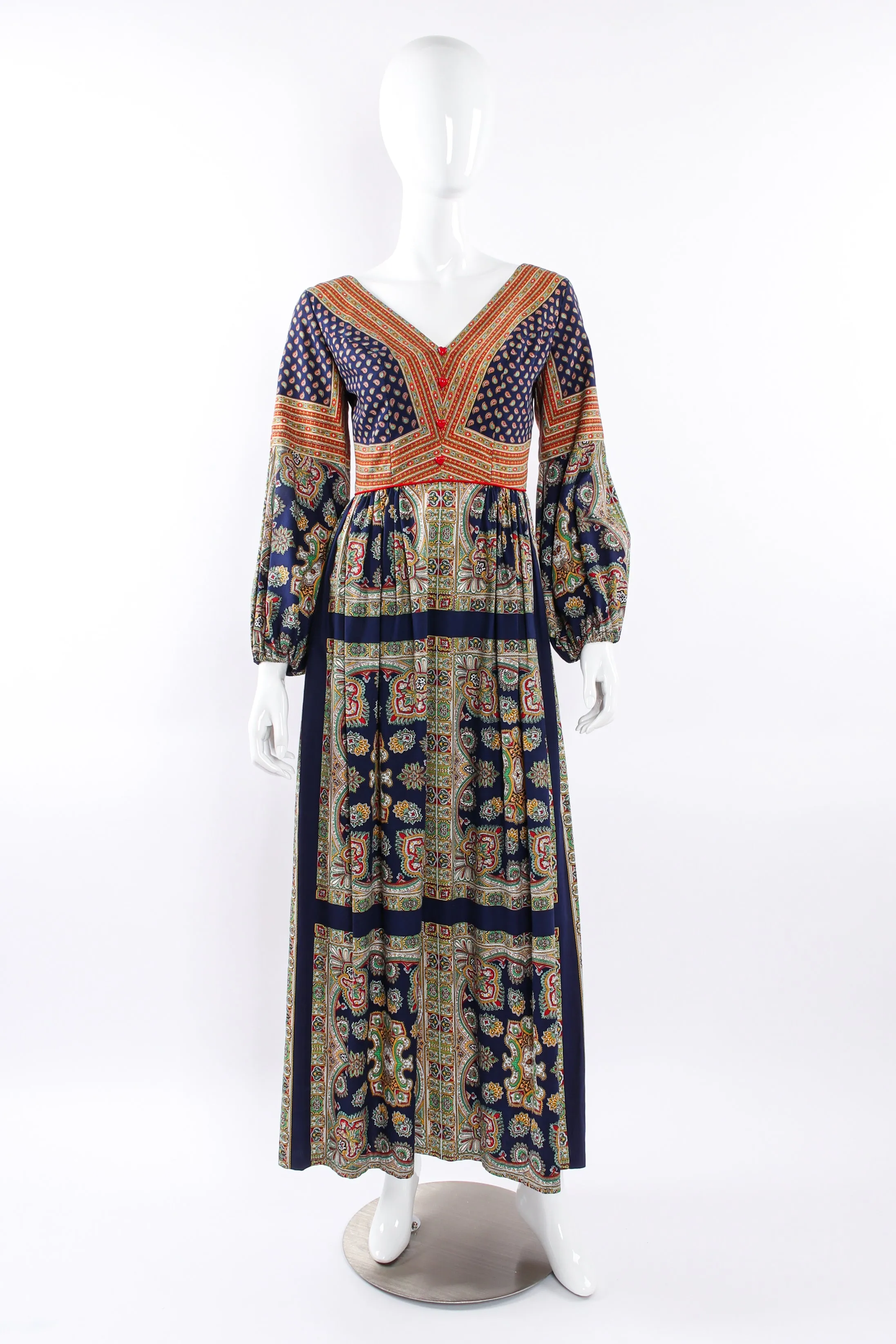 Paisley Print Long Sleeve Dress