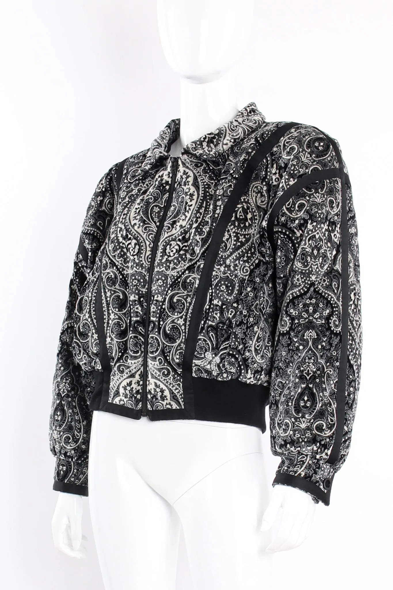 Paisley Quilted Velvet Bomber Jacket