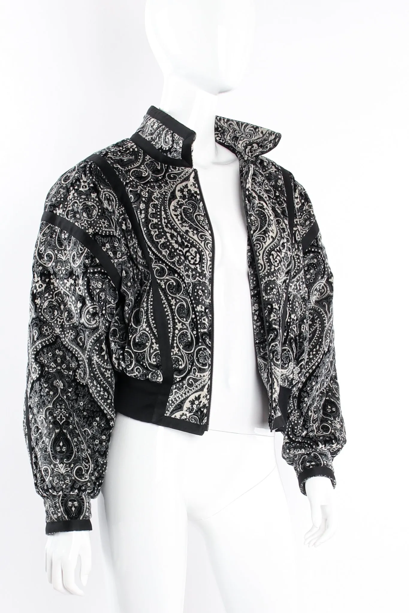 Paisley Quilted Velvet Bomber Jacket