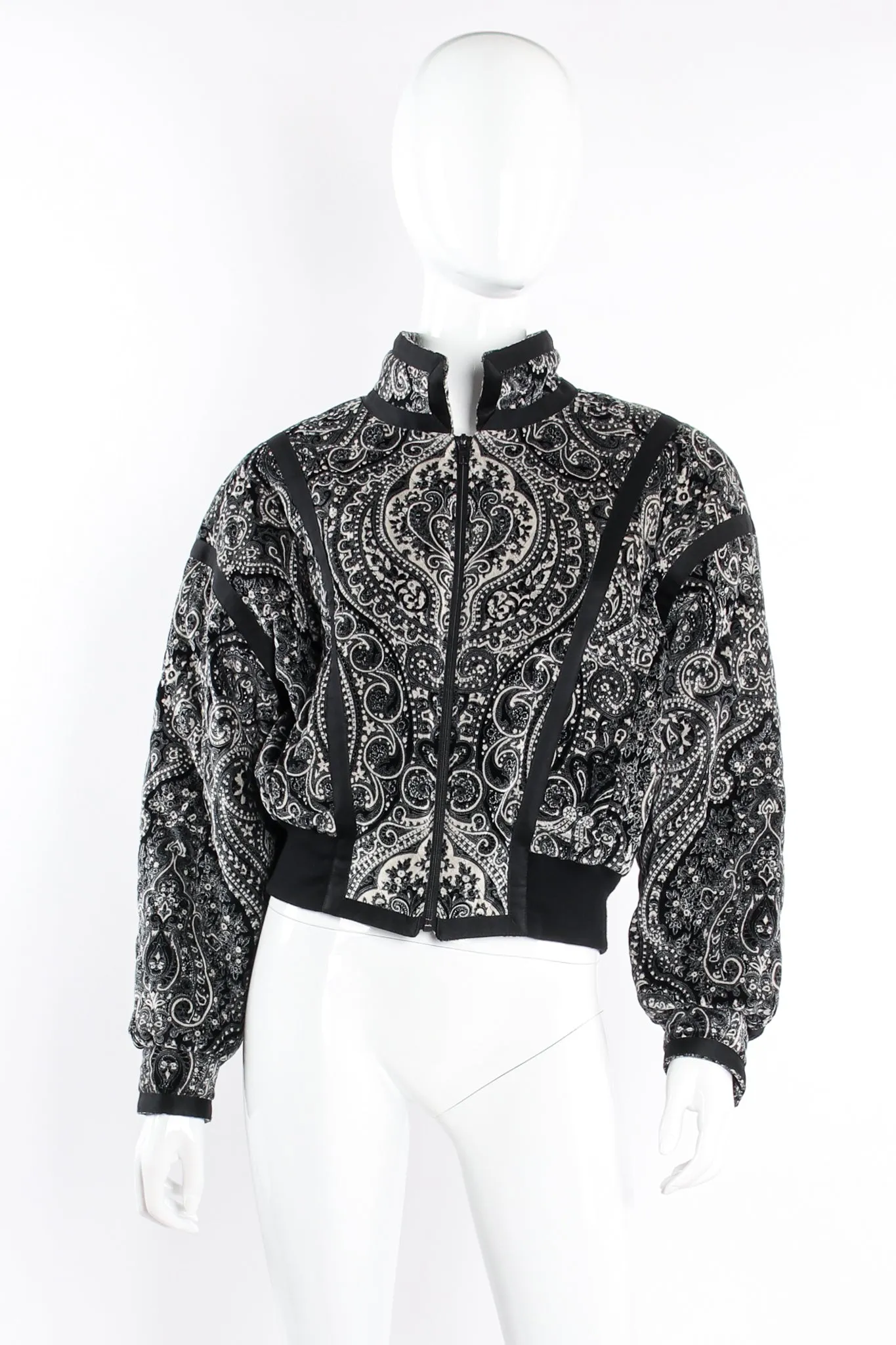 Paisley Quilted Velvet Bomber Jacket