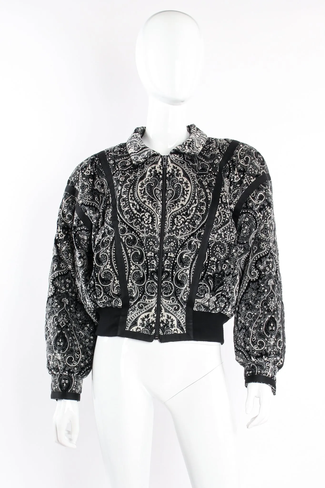 Paisley Quilted Velvet Bomber Jacket