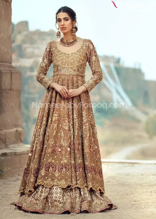 Pakistani Bridal Frock with Red Lehenga Dress #BS59