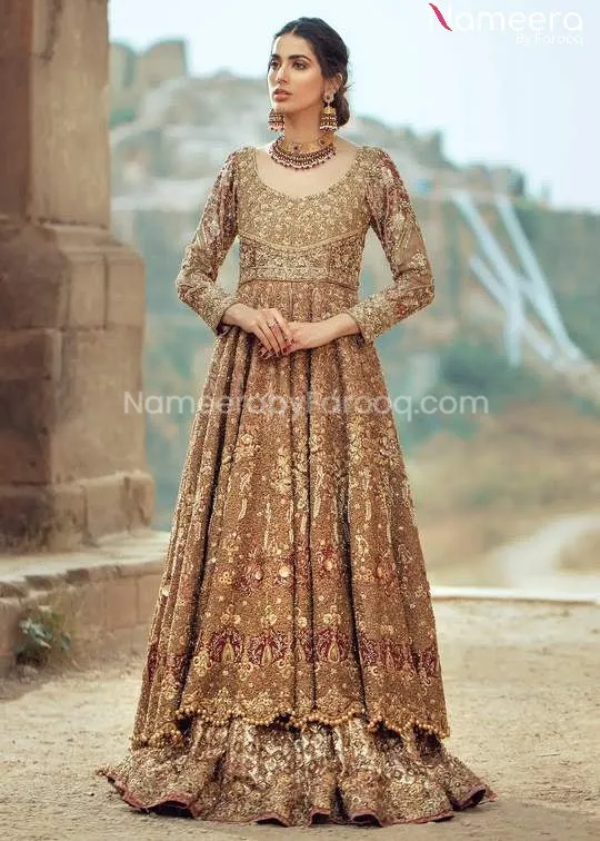 Pakistani Bridal Frock with Red Lehenga Dress #BS59