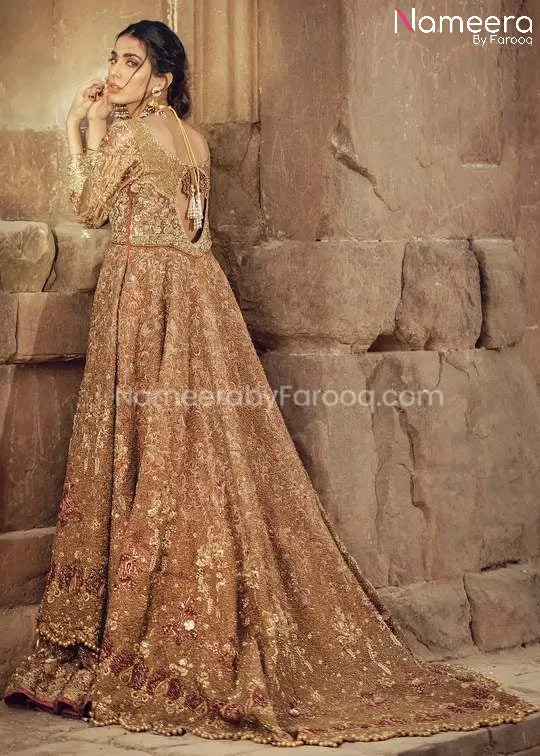 Pakistani Bridal Frock with Red Lehenga Dress #BS59