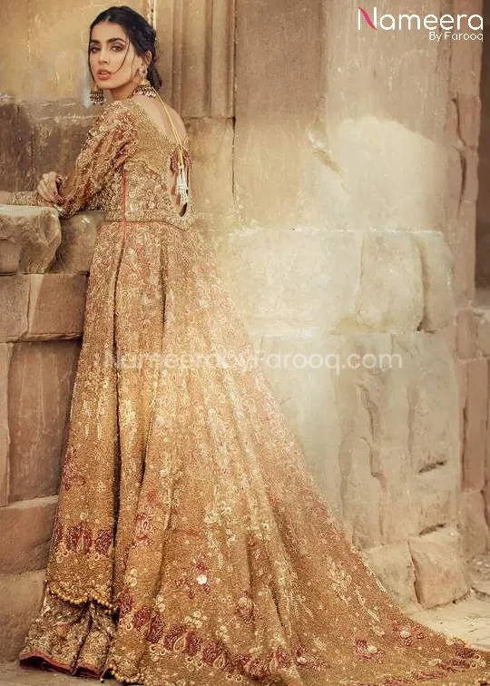 Pakistani Bridal Frock with Red Lehenga Dress #BS59