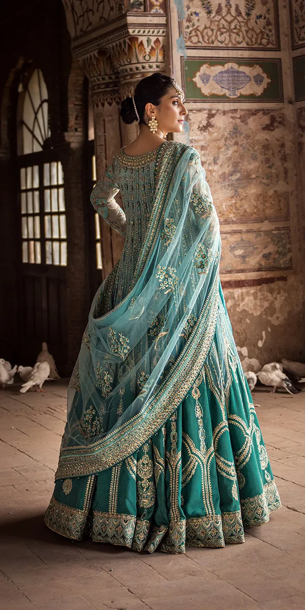 Pakistani Wedding Dress in Blue Pishwas Trouser Style