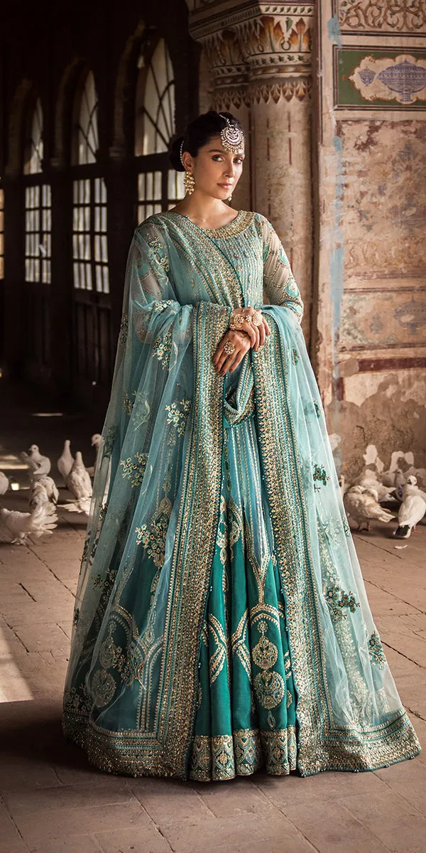 Pakistani Wedding Dress in Blue Pishwas Trouser Style