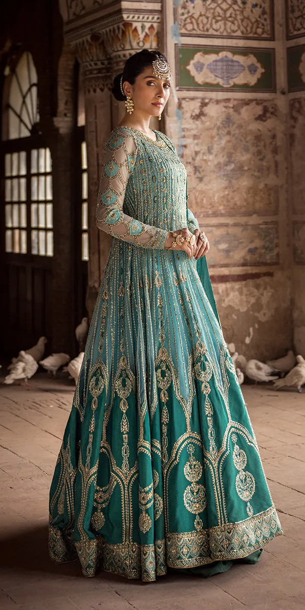 Pakistani Wedding Dress in Blue Pishwas Trouser Style