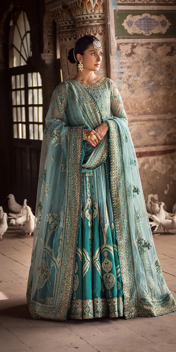 Pakistani Wedding Dress in Blue Pishwas Trouser Style