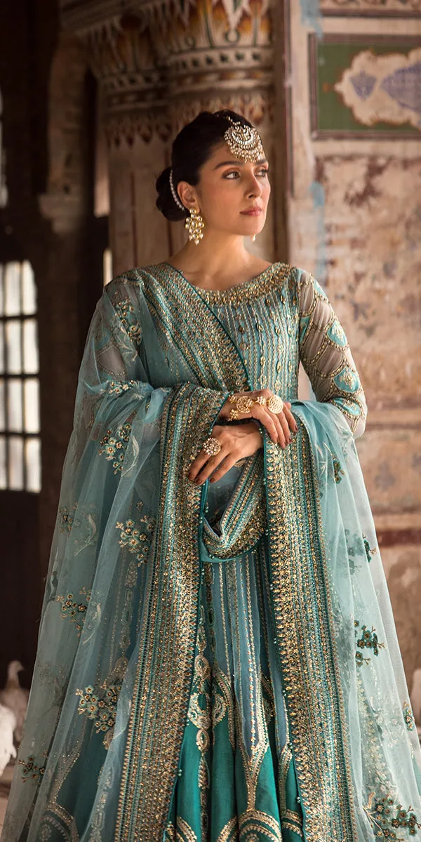 Pakistani Wedding Dress in Blue Pishwas Trouser Style