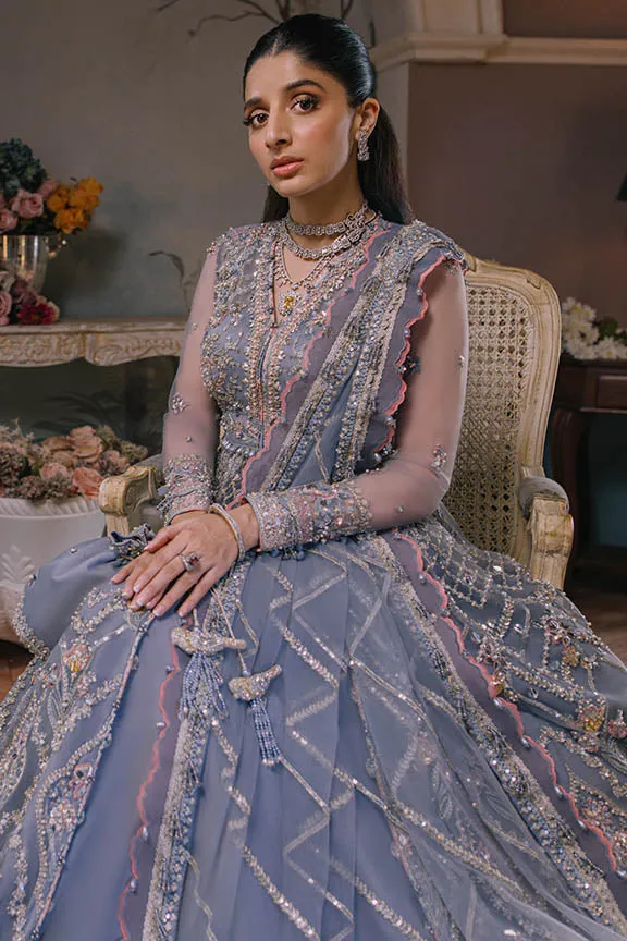 Pakistani Wedding Dress in Open Gown and Trouser Style