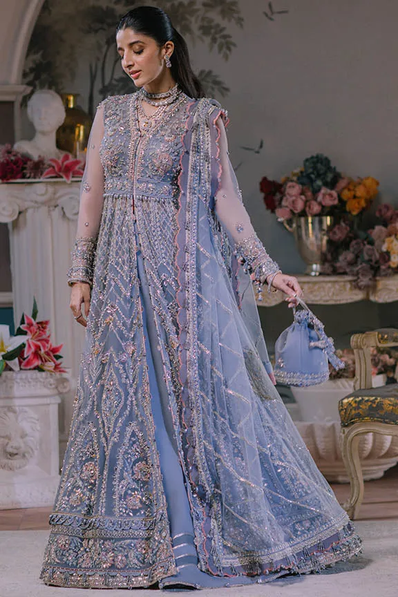 Pakistani Wedding Dress in Open Gown and Trouser Style