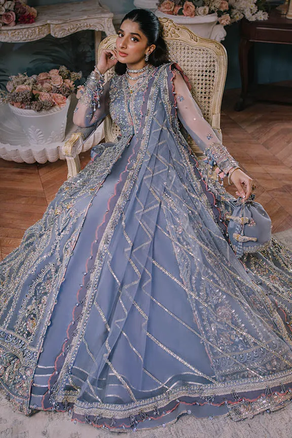 Pakistani Wedding Dress in Open Gown and Trouser Style