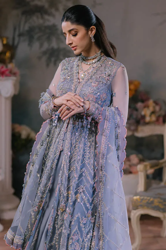 Pakistani Wedding Dress in Open Gown and Trouser Style