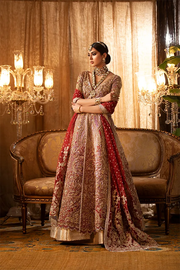 Pakistani Wedding Dress Red Pink Lehenga for Pakistani Bridal