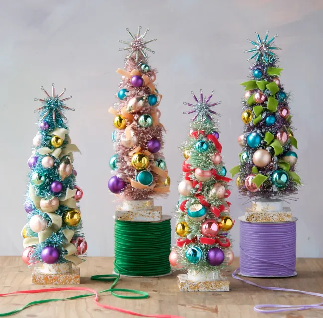 Pastel Vintage Tree w/ Glass Ornaments