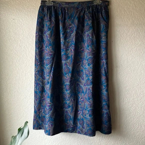Pendleton Country Sophisticates Blue Fuscia Paisley Blouse &amp; Skirt Set wmn 10