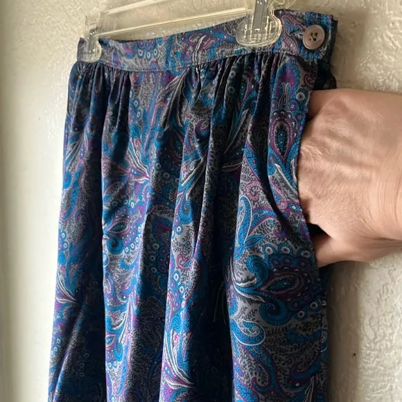 Pendleton Country Sophisticates Blue Fuscia Paisley Blouse &amp; Skirt Set wmn 10