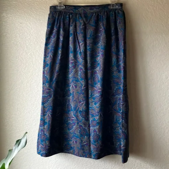 Pendleton Country Sophisticates Blue Fuscia Paisley Blouse &amp; Skirt Set wmn 10
