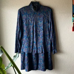 Pendleton Country Sophisticates Blue Fuscia Paisley Blouse &amp; Skirt Set wmn 10