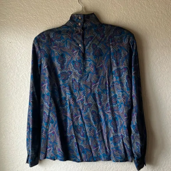 Pendleton Country Sophisticates Blue Fuscia Paisley Blouse &amp; Skirt Set wmn 10
