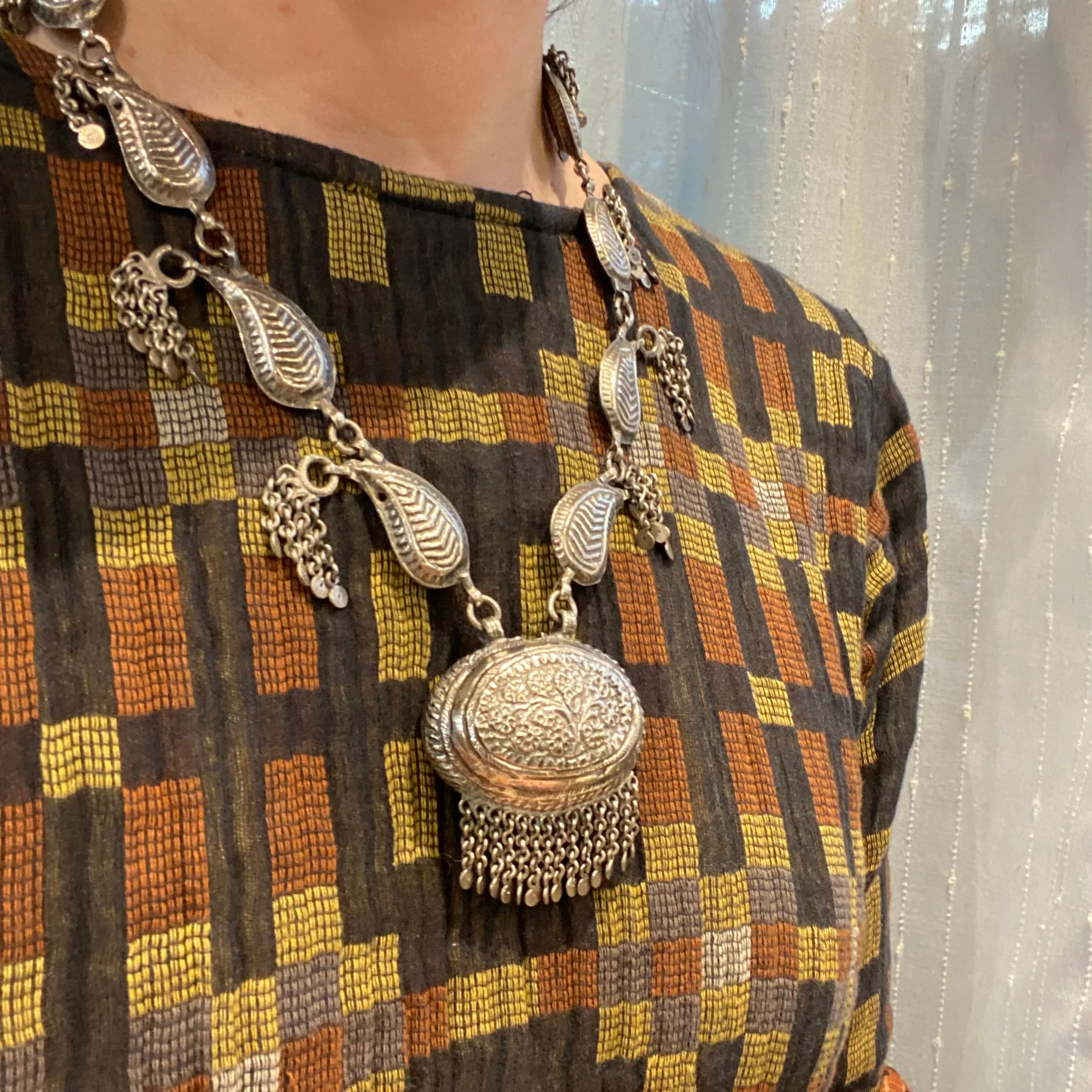 Pradesh Repoussé Silver Paisley Necklace