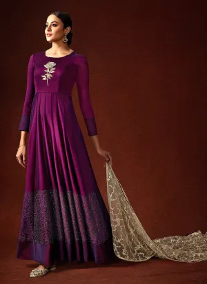 Purple Designer Anarkali Gown Suit
