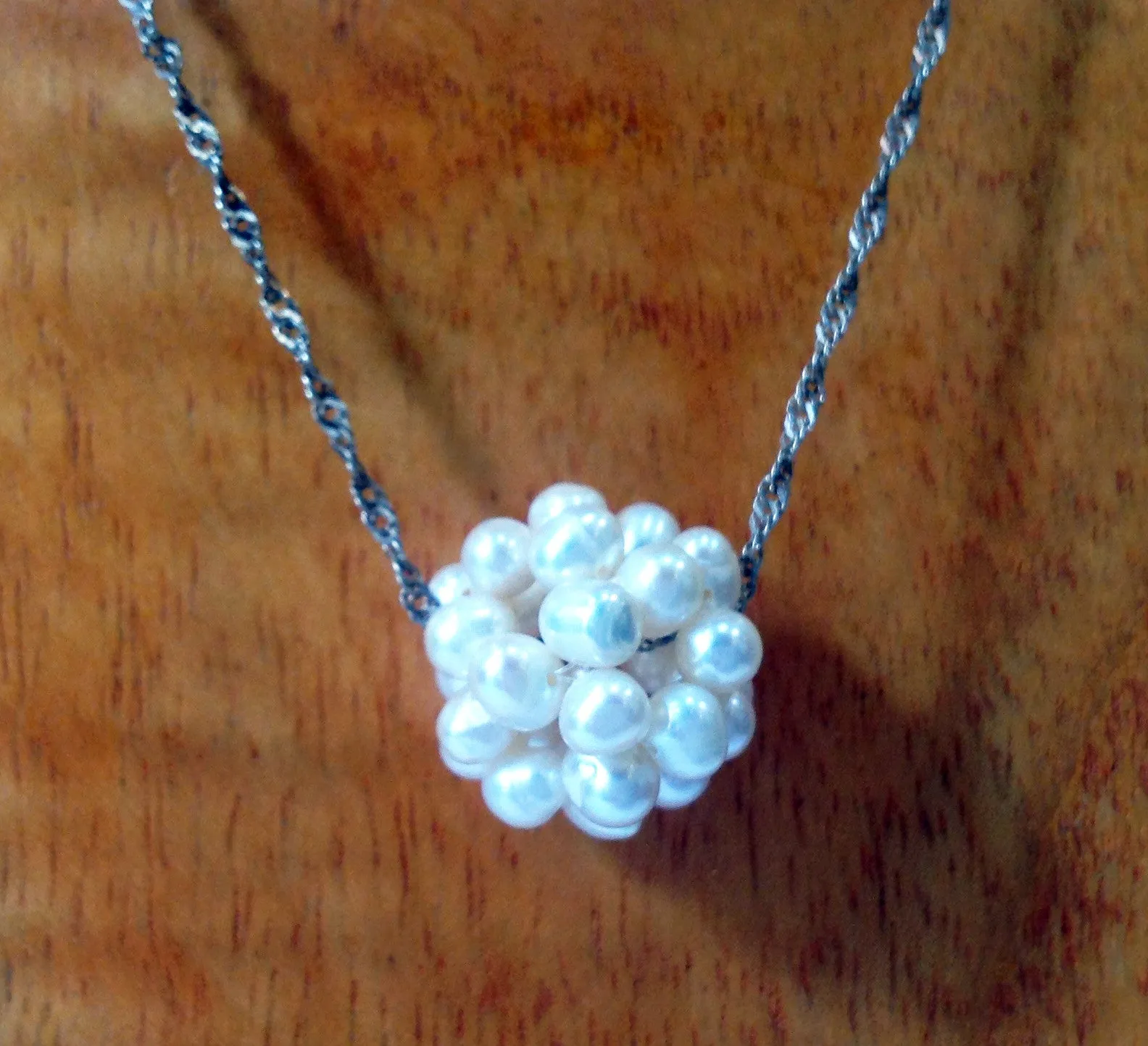 "Cotton Ball" Freshwater Necklace