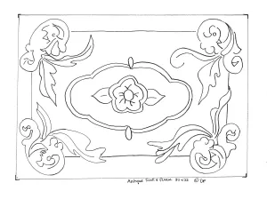 Rebooting Tradition, Antique Scroll and Floral Pattern or Kit on Linen 30" x 22"