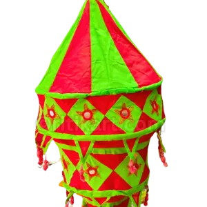 Red & Green Pipili Lampshade Applique - 3 steps