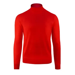 Red Cashmere and Silk Mock Neck Sweater