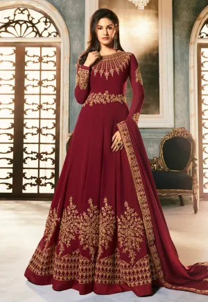 Red Golden Embroidered Anarkali Suit