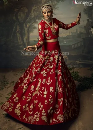 Red Silk Lehenga Choli Bridal Designer Dress #BN800