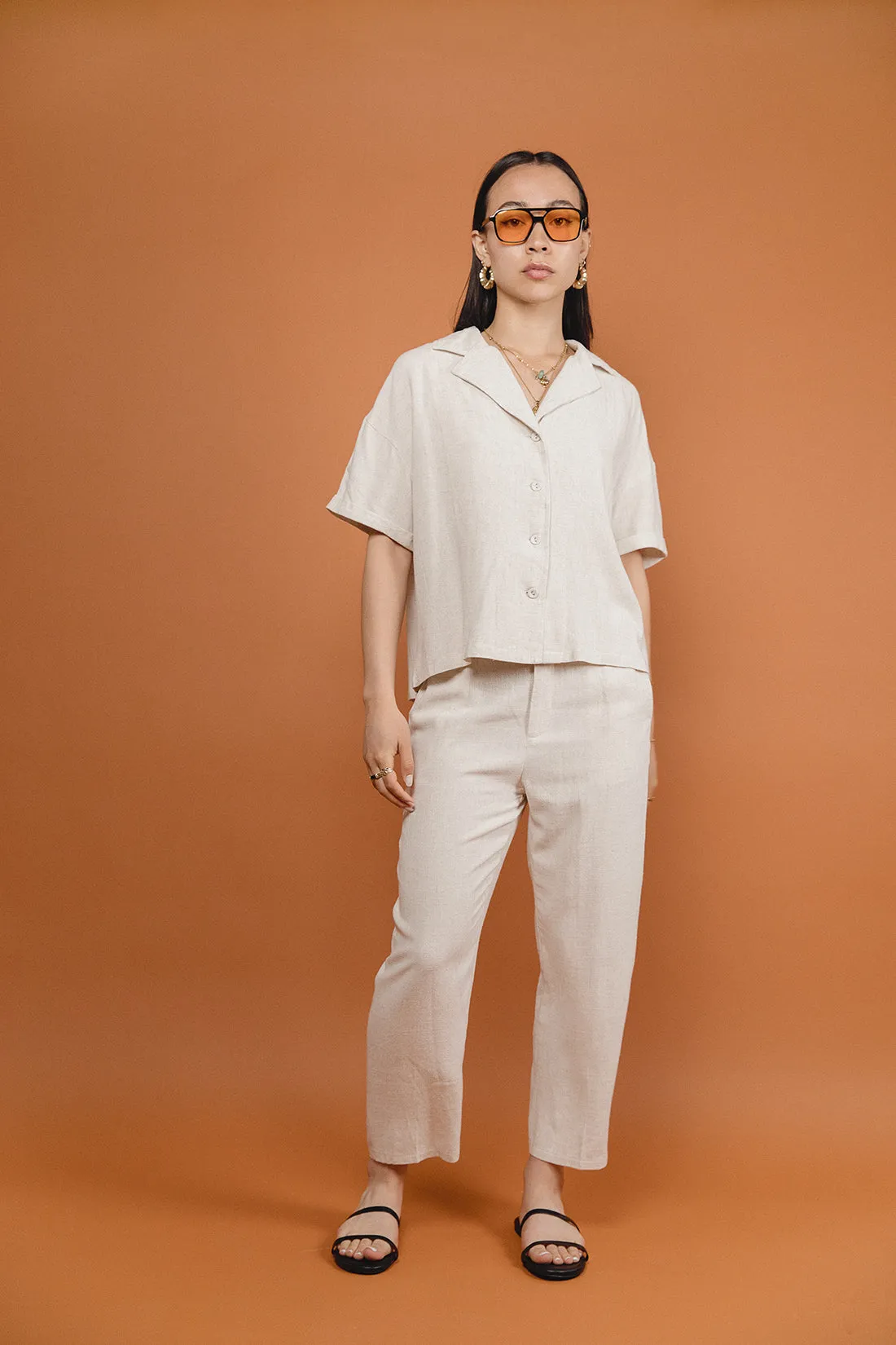 Renata Linen Sand Colour Co-ord Shirt