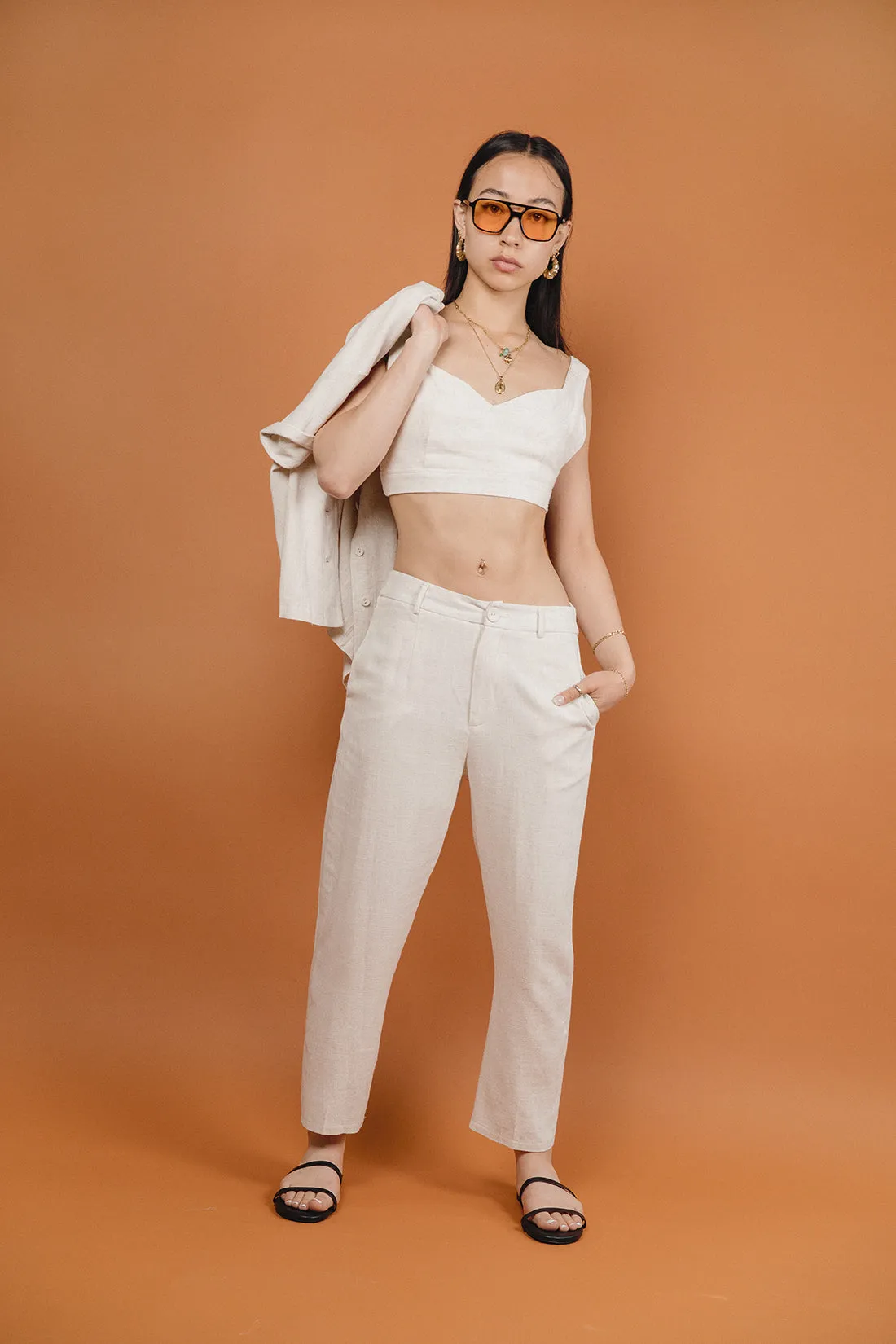Renata Linen Sand Colour Co-ord Shirt