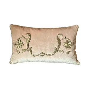 RESERVED: Antique European Raised Silver Metallic Embroidery Pillows (#E083123 | 12 x 19 1/2")