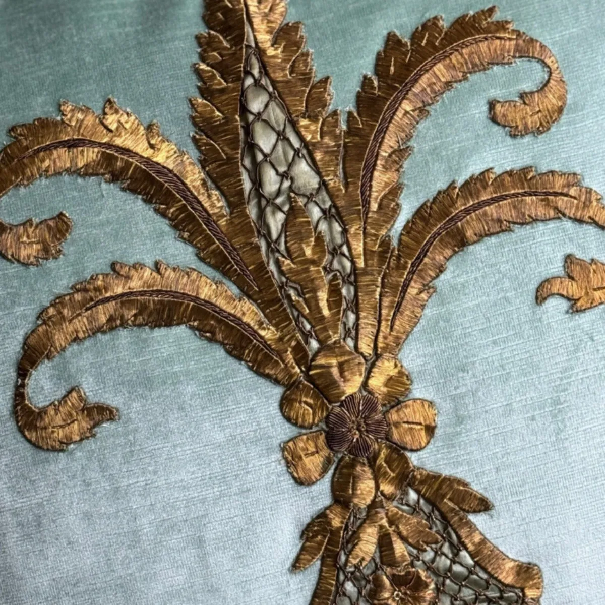 RESERVED: Antique Ottoman Empire Gold Metallic Embroidery (#E031124A&B | 20 x 20")