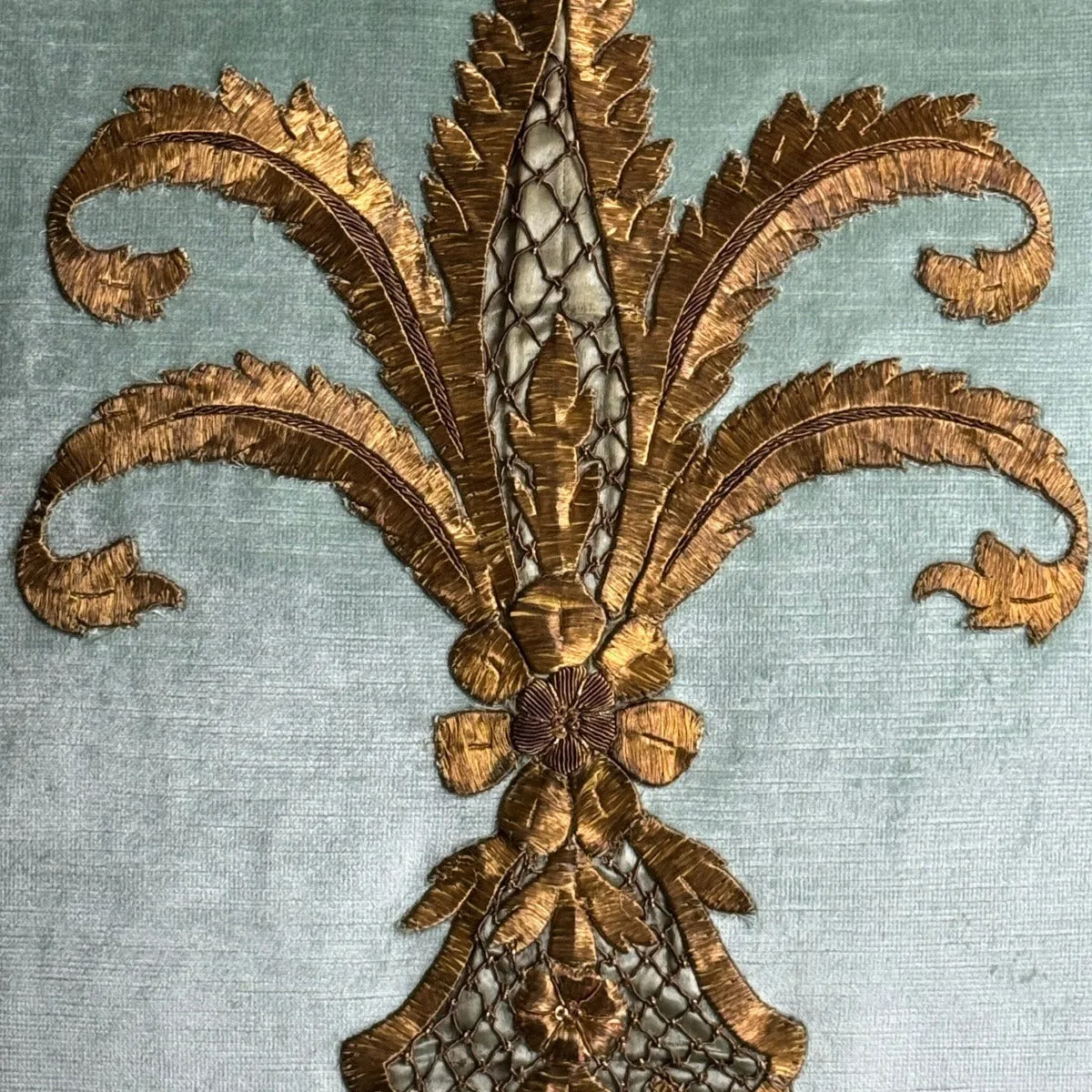 RESERVED: Antique Ottoman Empire Gold Metallic Embroidery (#E031124A&B | 20 x 20")