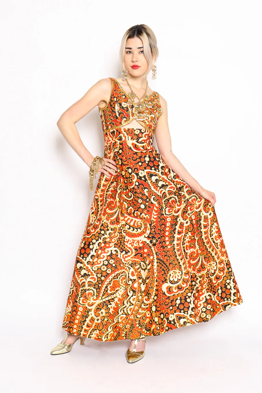 Rhinestone Paisley Gown