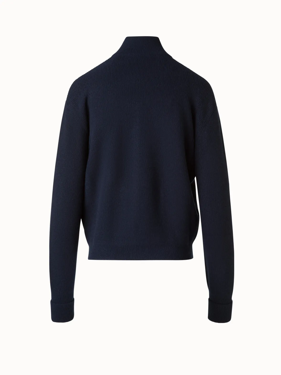 Ribbed Zip Cardigan in Cashmere Knit