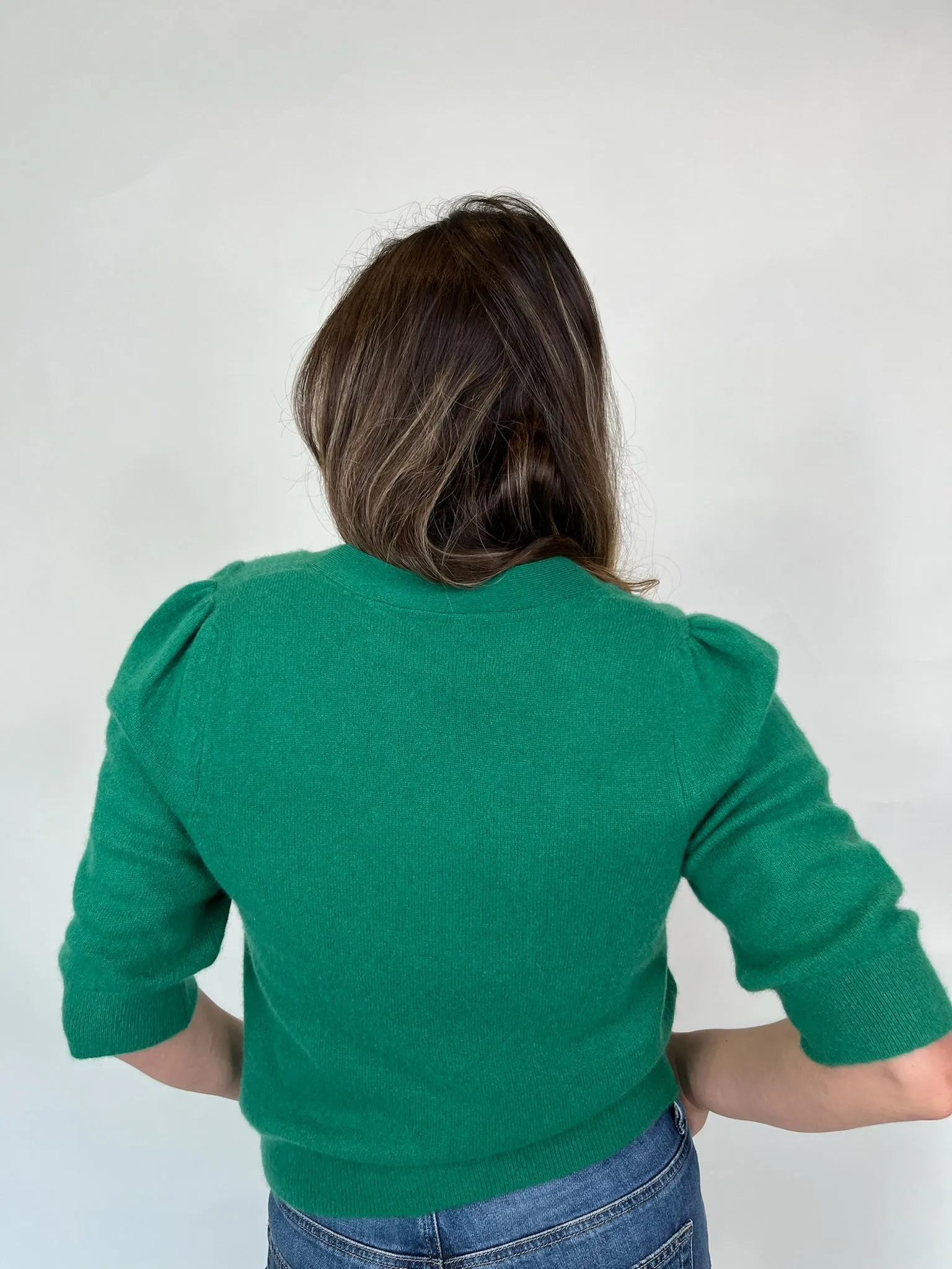 Rose and Crown Rouched Cardigan Kelly Green
