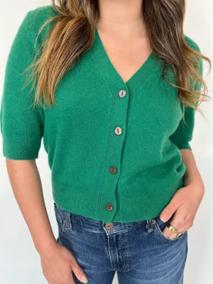 Rose and Crown Rouched Cardigan Kelly Green