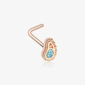 Rose Gold Paisley Mandala Sparkle L-Shaped Nose Ring